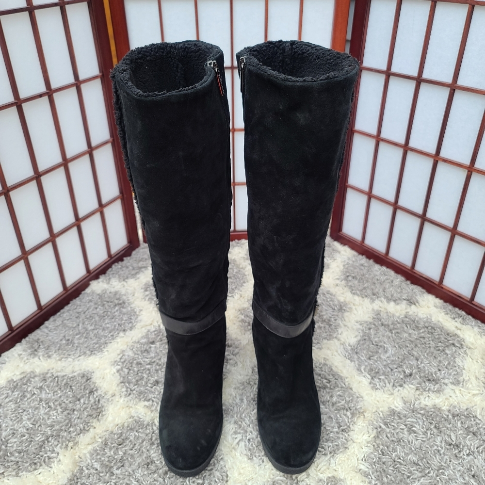 Aquatalia Calli Wedge Quilted Suede Leather Boots